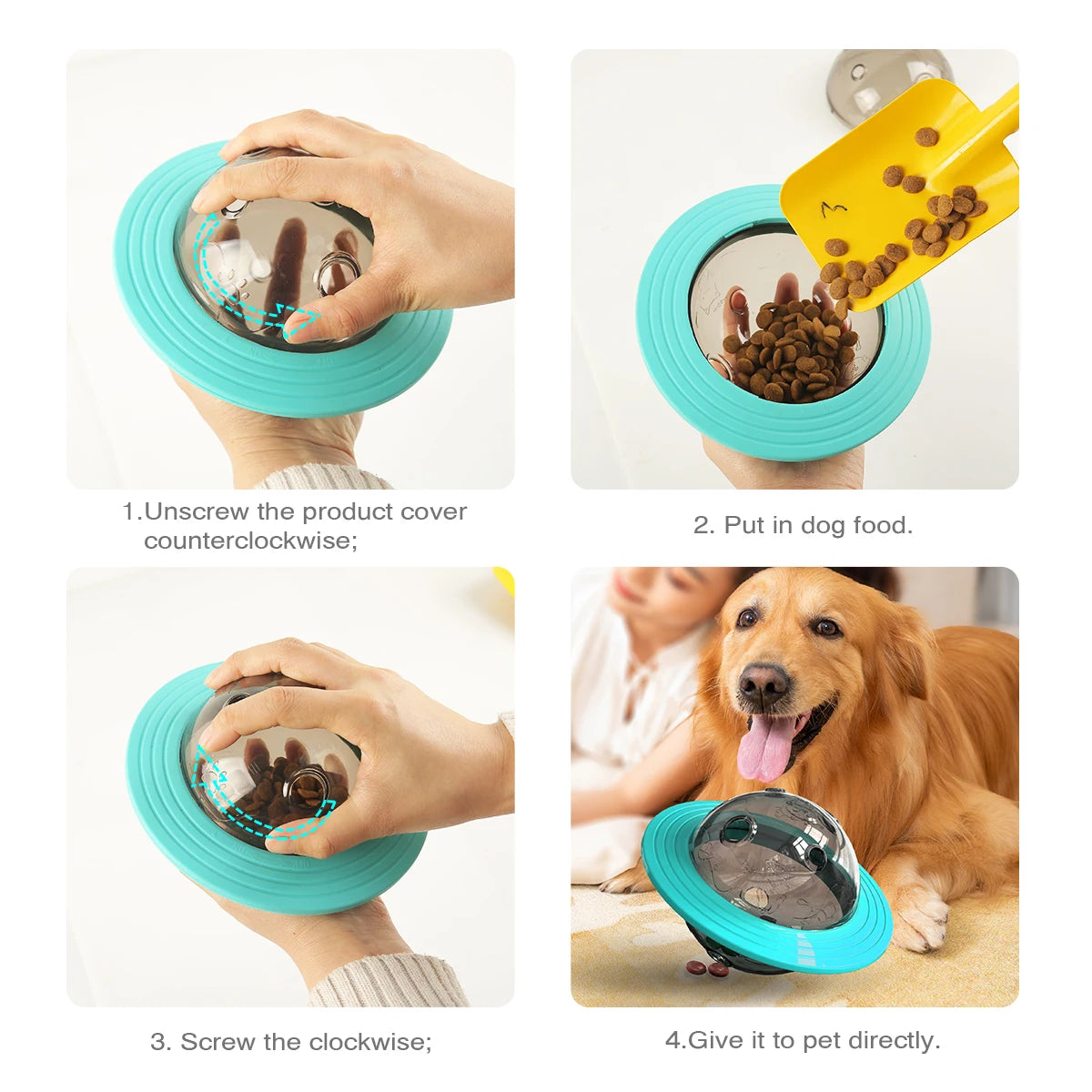 Bola interativa para cães com vazamento de comida