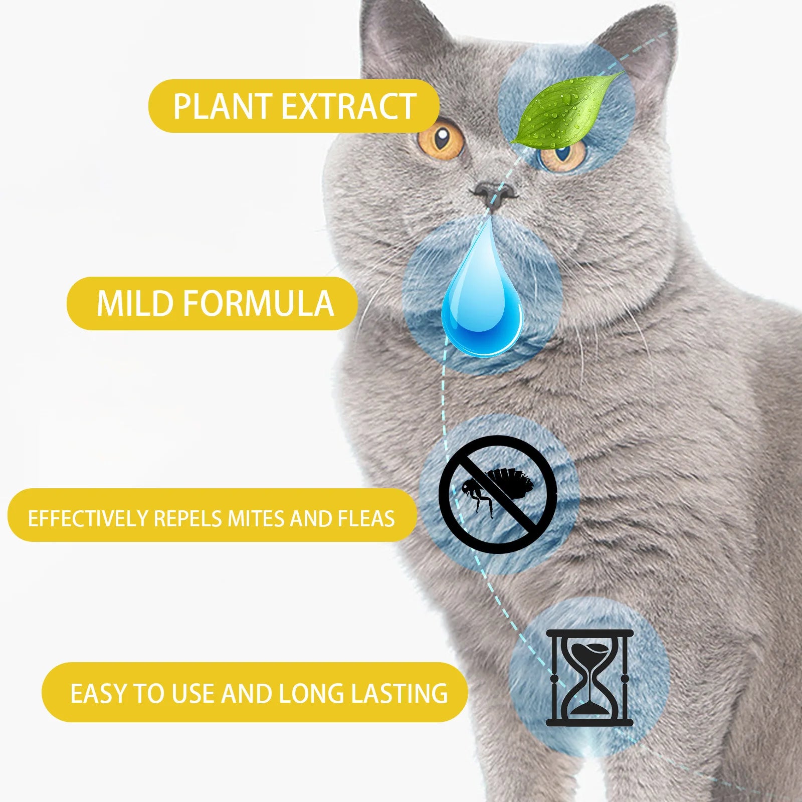 Gotas contra pulgas para gatos, remove pulgas e piolhos, alivia coceira na pele