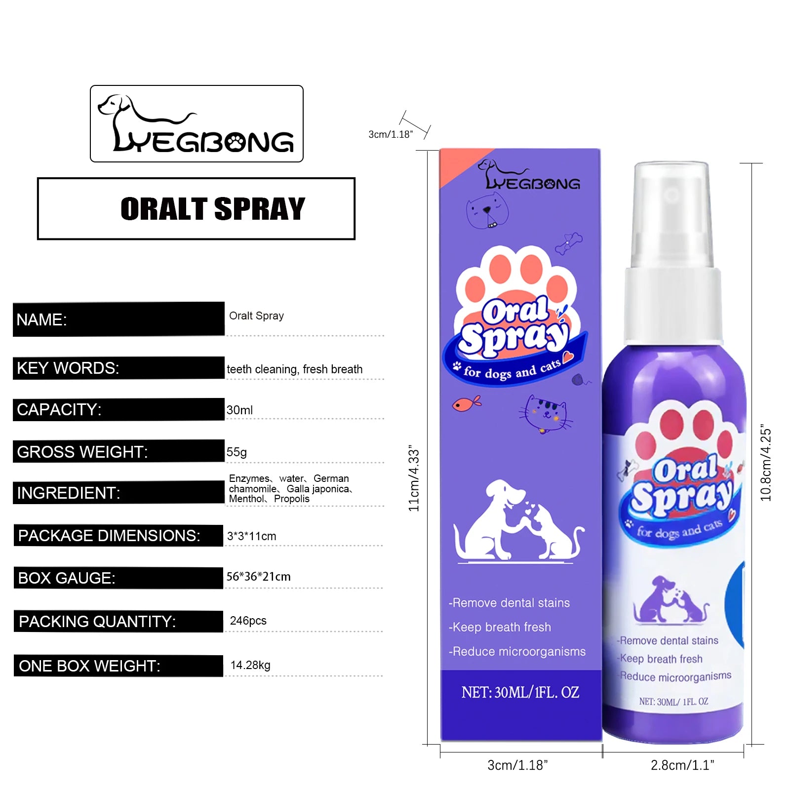 Spray dental para animais de estimação para cães e gatos