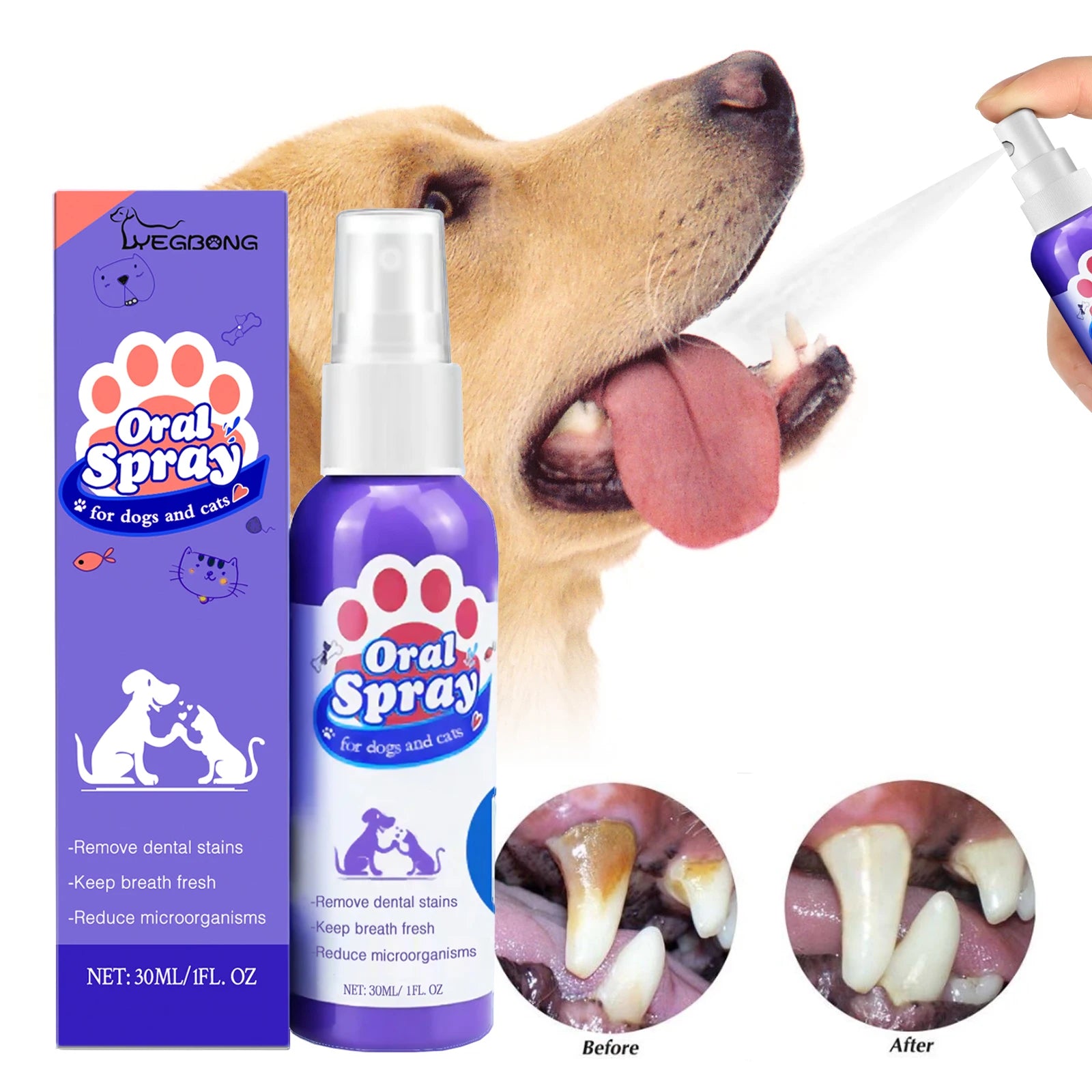 Spray dental para animais de estimação para cães e gatos