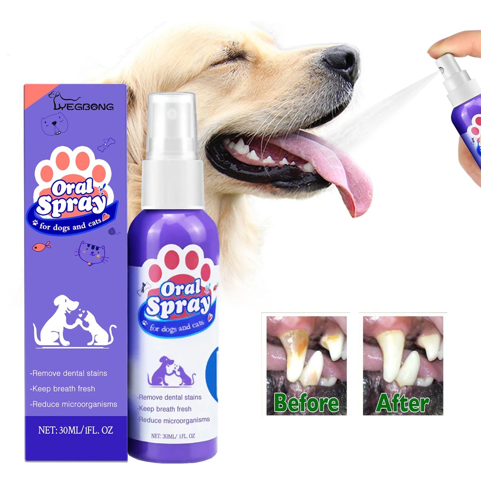 Spray dental para animais de estimação para cães e gatos
